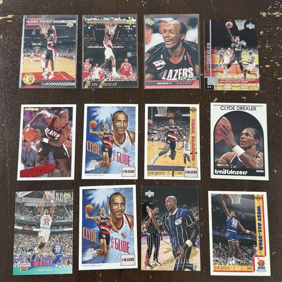 Clyde Drexler 12 Card Lot Trail Blazers Hornets NBA Basketball 2x HOF Dream Team - Picture 1 of 12